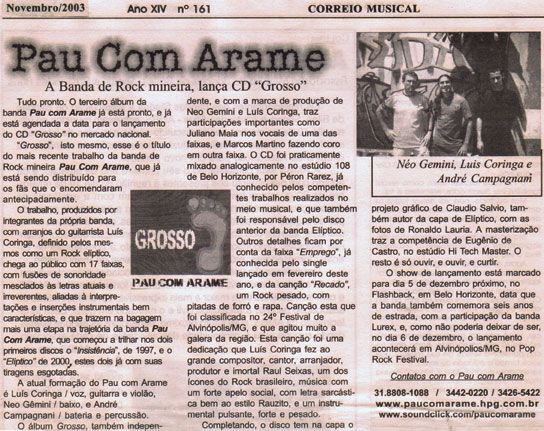 Novo cd: Grosso